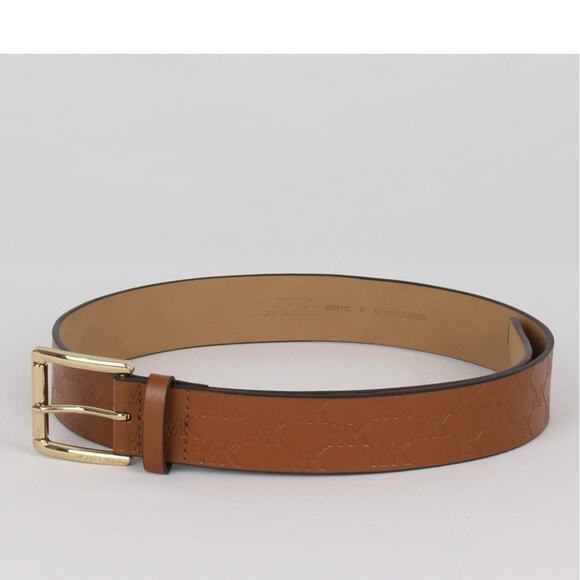 Michael Kors Women's Vintage Brown Leather Gold Hardware Thick Belt, (M) - Picture 1 of 4